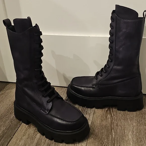 Epic FREE PEOPLE Lug Sole Platform Lace Up Boots